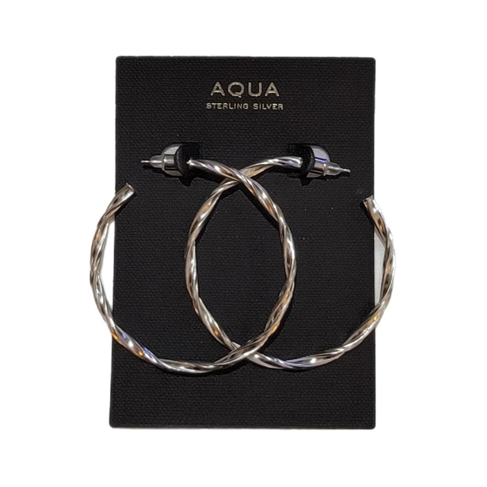 Aqua Twist Hoop Earrings 18K Gold Plated over Sterling Silver NWT